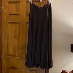 Soft Surroundings SZ M Long Panel Flared  Elastic Waist Brown  Skirt